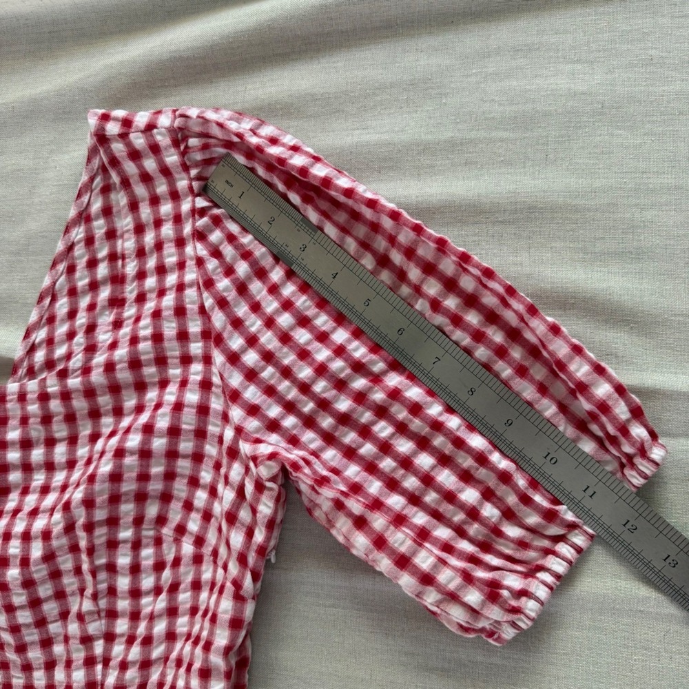 NWT LOFT Size 8 Picnic Gingham Cotton Puff Sleeve Dress Cottagecore Seersucker - Picture 10 of 12